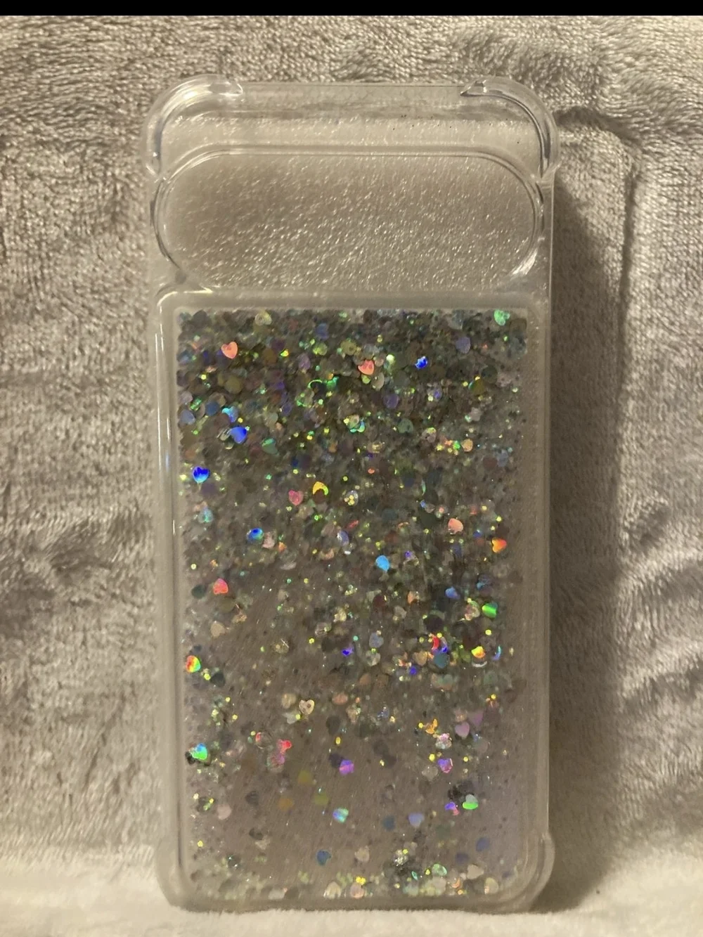NWT Google Pixel 10 Pro XL Liquid Glitter Case Silver Holographic Heart Heavy Du